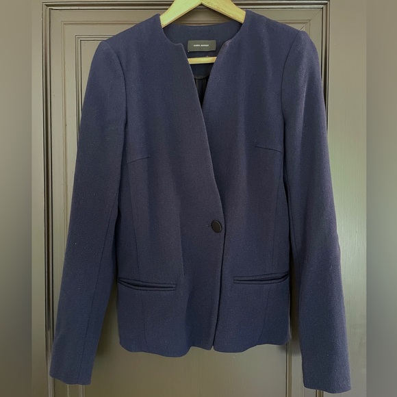 Isabel Marant Collection Navy Wool Collarless Jacket FR 36 / US 2-4 - Picture 1 of 11